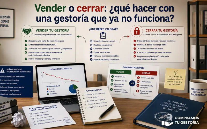 Vender o cerrar: ¿qué hacer con una gestoría que ya no funciona?