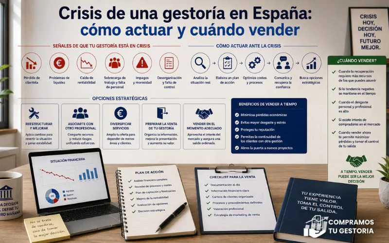 Crisis de una gestoría en España: cómo actuar y cuándo vender