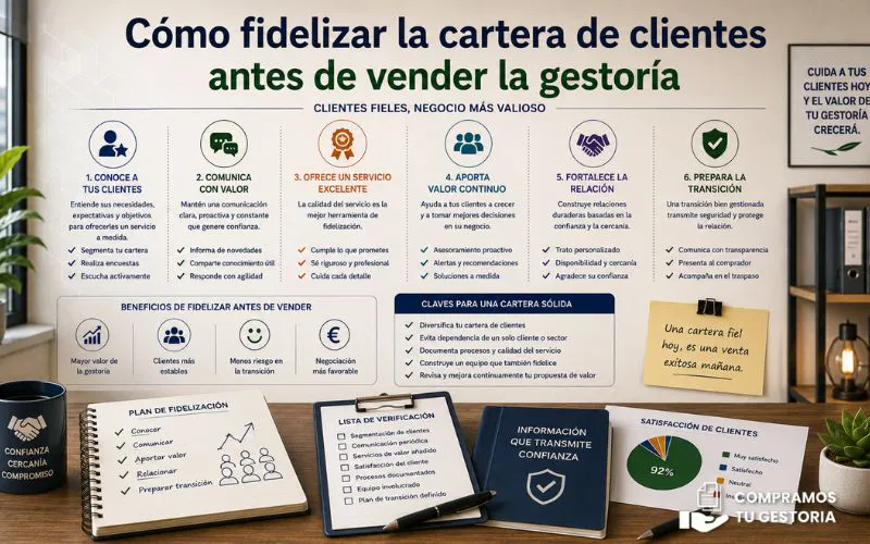 Cómo fidelizar la cartera de clientes antes de vender la gestoría