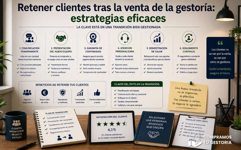 Retener clientes tras la venta de la gestoría: estrategias eficaces